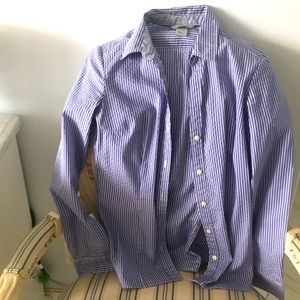 H&M blue and white stripe ladies womens dress shirt